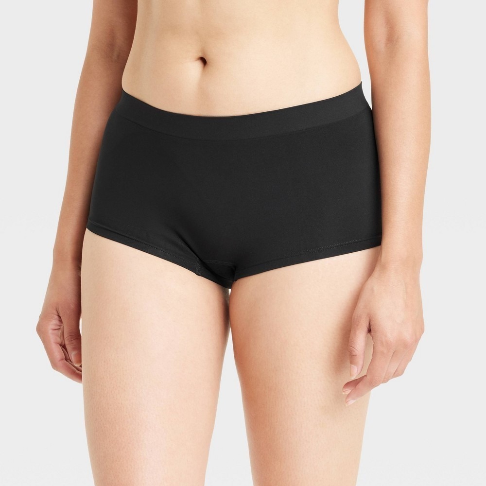 Seamless Boyshort Panties Opaque No Show Black Large L 12-14